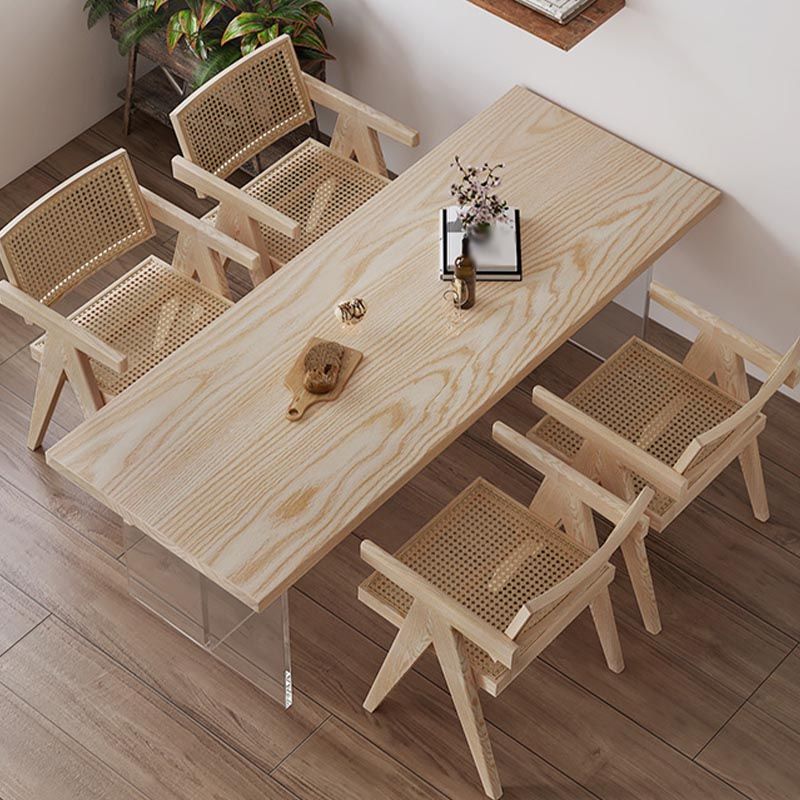 Acrylic Double Pedestal Dining Table Modern Rectangle Dining Room Table with Wood Top