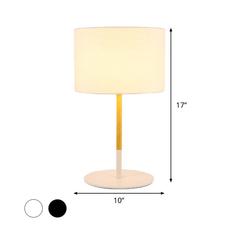 Zwart/wit 1 lichte tafel licht lichte plattelandstrommel tint nachtkastje verlichting met metalen basis