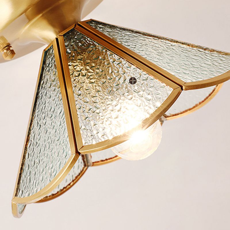 Colonial Tapered Flush Light Glass 1 Light Flush Mount Ceiling Fixture in Gold