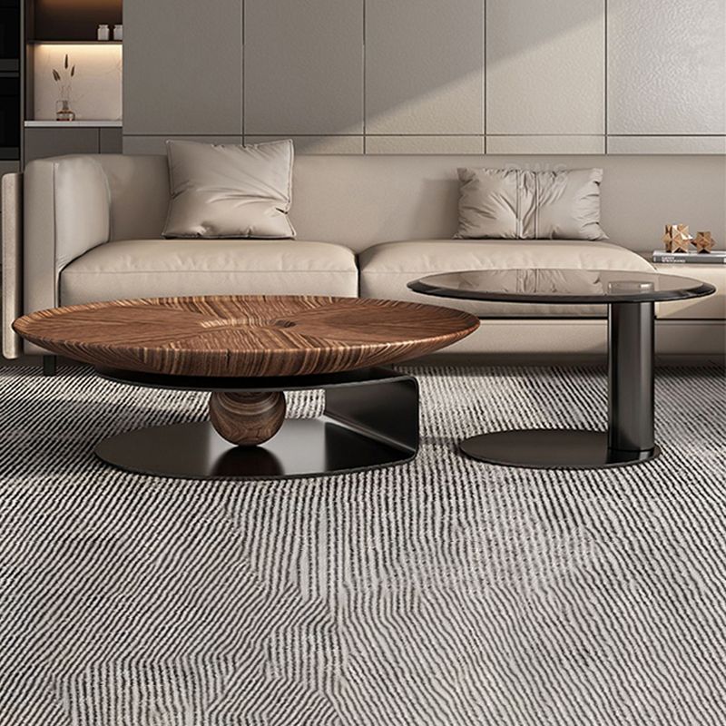 Contemporary Coffee Table Solid Wood Round Pedestal Coffee Cocktail Table