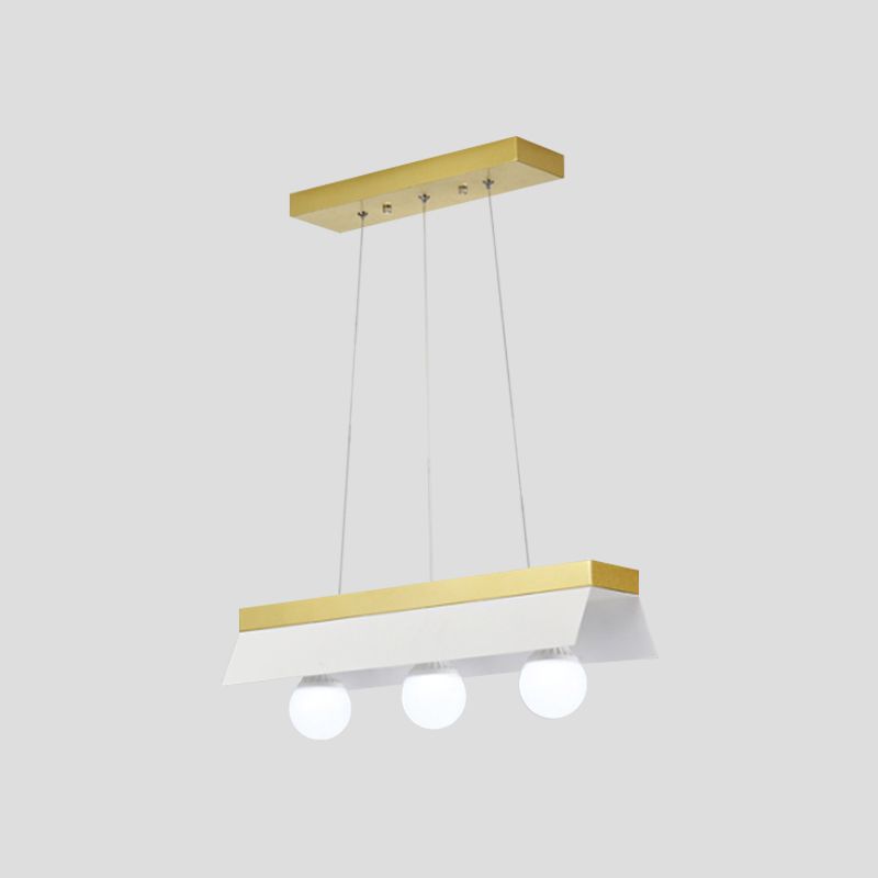 Black/White Shade Billiard Light 3/5 Lights Modern Wood Island Lighting for Restaurant