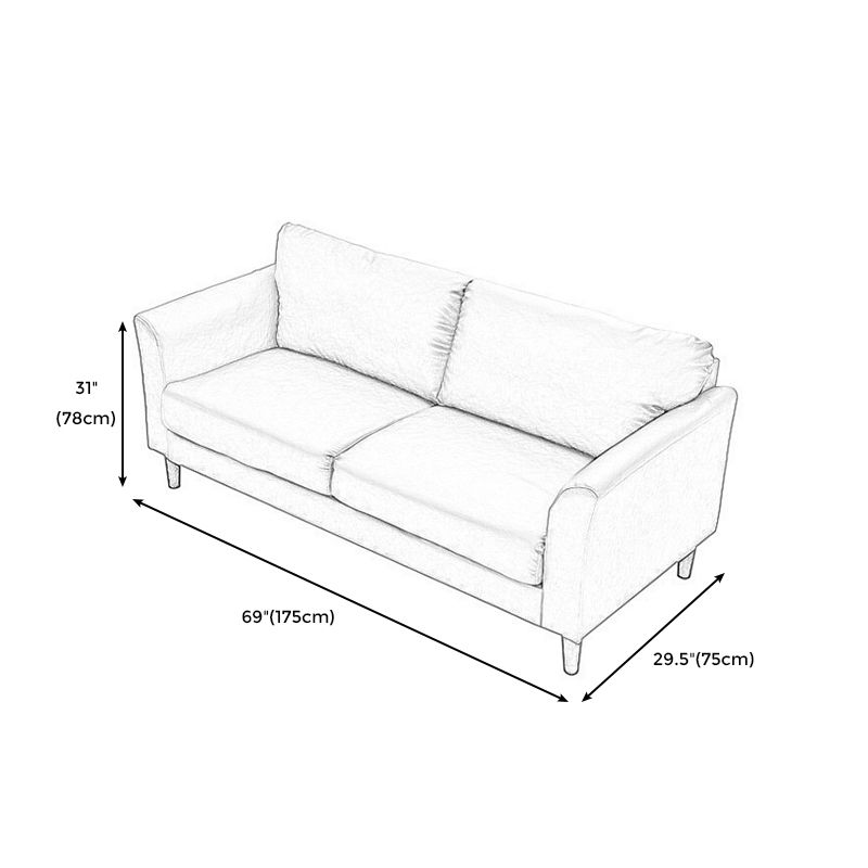 Modern 4 Wood Legs Standard Sofa Faux Leather Flared Arm Sofa