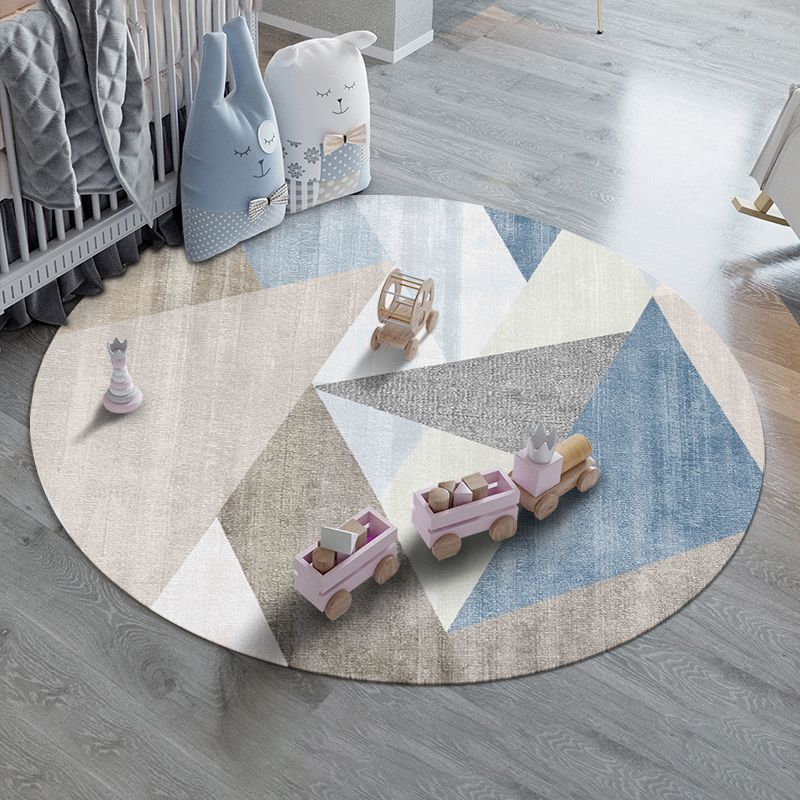 Round Graphic Printed Rug Polyester Funky Indoor Rug Stain Resistant Carpet for Home Decoration