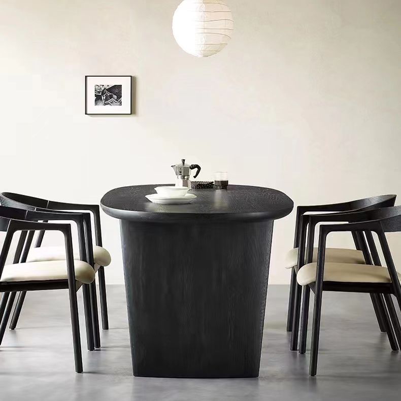 Dining Room Dinner Table Double Pedestal Wood Dining Table in Black