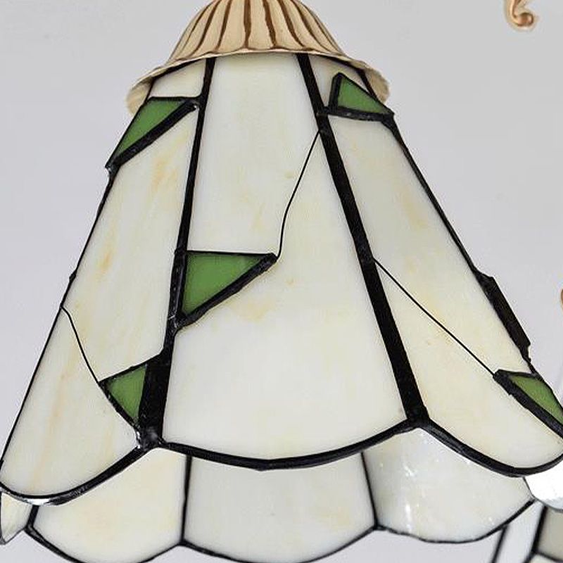 3/5 Lights Chandelier Lighting Fixture Baroque Stained Glass Drop Lamp in White and Gold