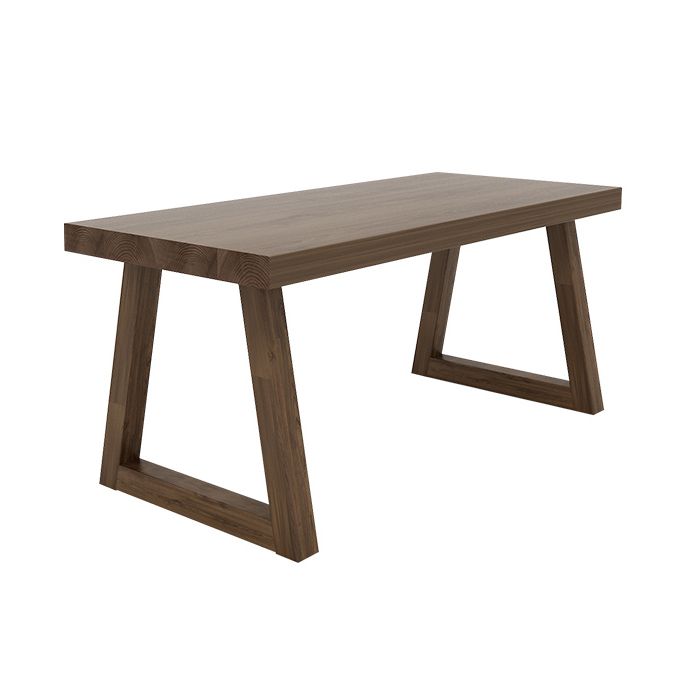 Fixed Solid Wood Top Kitchen Table Set with Double Pedestal Base Dining Table Sets for Home