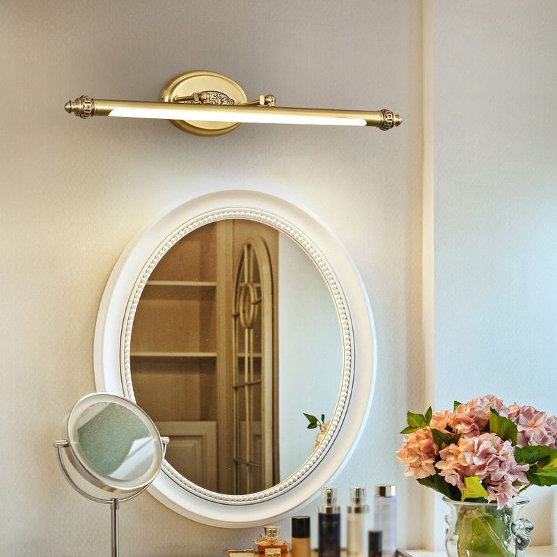 Modern Style Linear Vanity Lighting Fixtures Metal 1 Light Vanity Wall Sconce in Gold