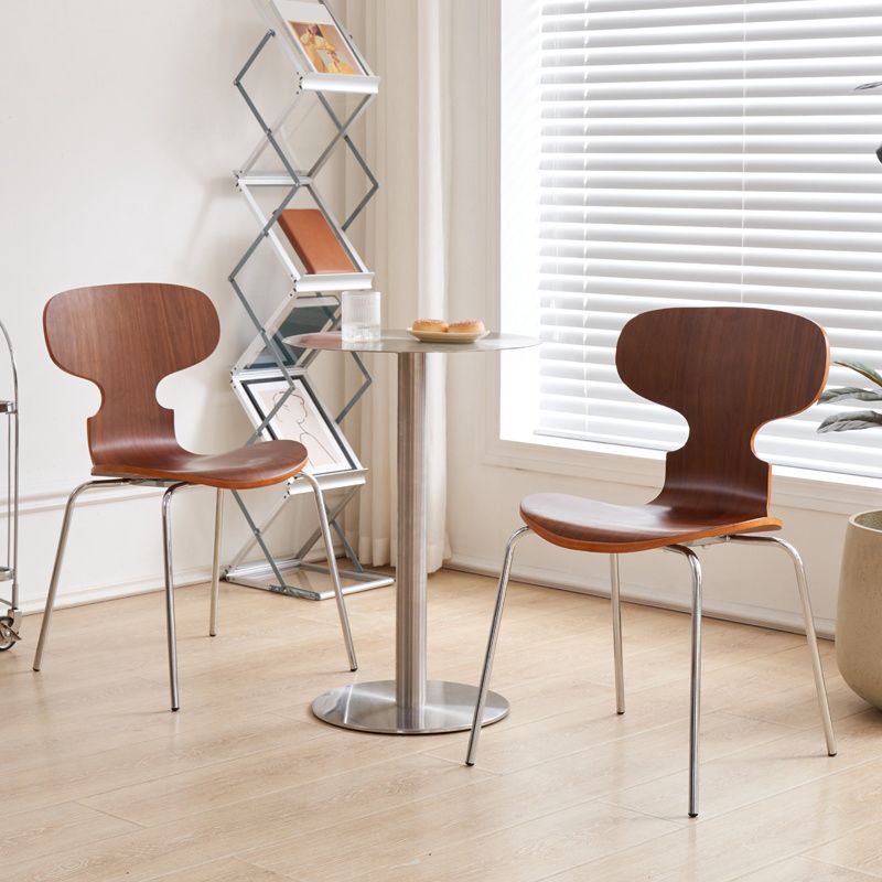 Contemporary Solid Wood Stackable Armless Dining Chair for Home