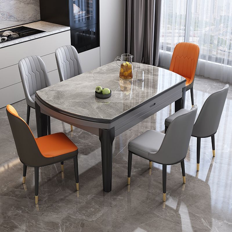 Modern Stone Dining Table Rectangle White-grey 4-foot Furniture