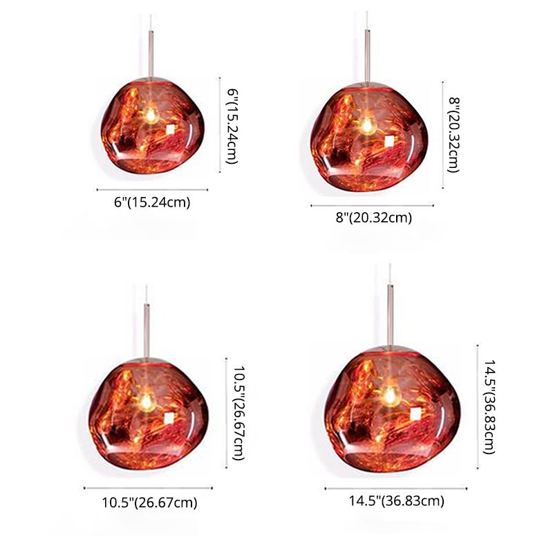 1 Light Rock Ceiling Light Modern Simple Dimpled Blown Glass Ceiling Fixture for Restaurant