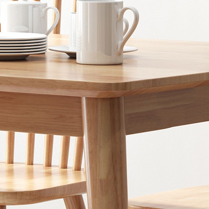 Mesa de comedor de madera sólida de 54 "L 4 Piernas Mesa de forma del rectángulo base en estilo moderno