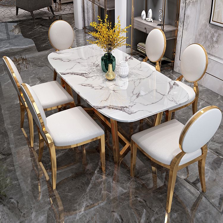 Metal Mesa de comedor de piedra sinterizada de rectángulo de lujo tradicional con caballete