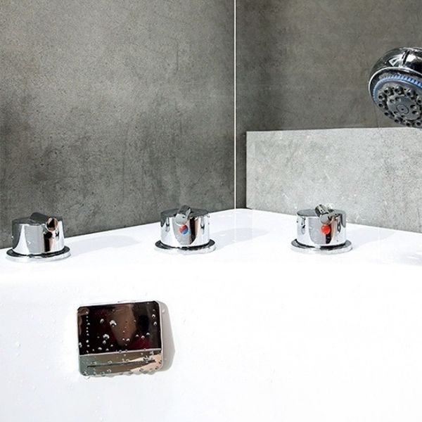 Back to Wall Soaking Bathtub Modern Antique Finish Corner Bath Tub