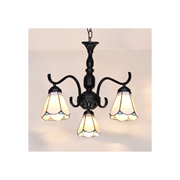 Pendre d'ombre festonnée de style country Talage Talage 3 lumières Lumière de lustre pour le salon