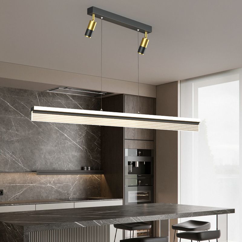 Rectangular Acrylic Island Lighting Simple Style LED Suspension Light with Spotlight