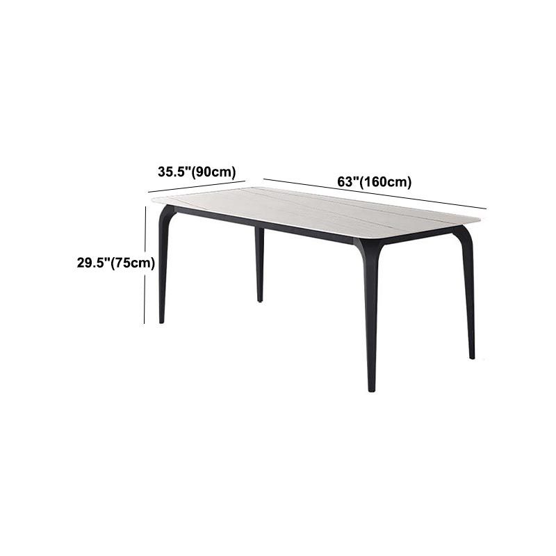 Stone Top Dining Table Modern Rectangle Dining Table with 4 Legs