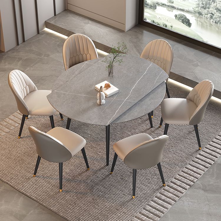 Table ronde supérieure en pierre péout pour le restaurant Table à manger moderne avec 4 jambes