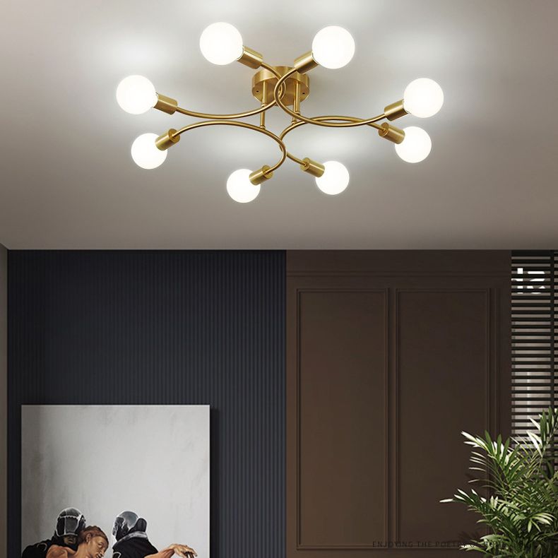 Plafonnier de l'ampoule exposée dans un monument à chasse d'eau Sputnik Metal pour salle à manger de style créatif industriel pour la salle à manger