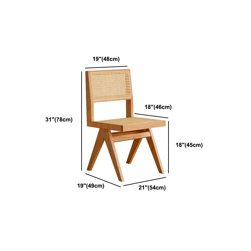 Natural Scandinavian Dining Chairs Rubber Wood Low Back Dining Side Chair