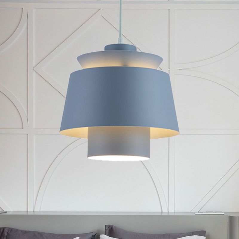 Lámpara de luz colgante de estilo modernista Metálico 1 cabezal Lámpara colgante de sala de estar en negro/gris