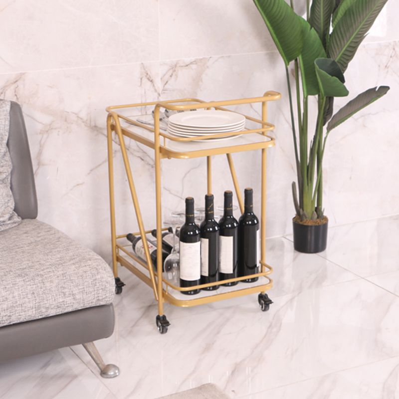 Modern 31.1"H Rolling Prep Table Metal Prep Table with Open Storage