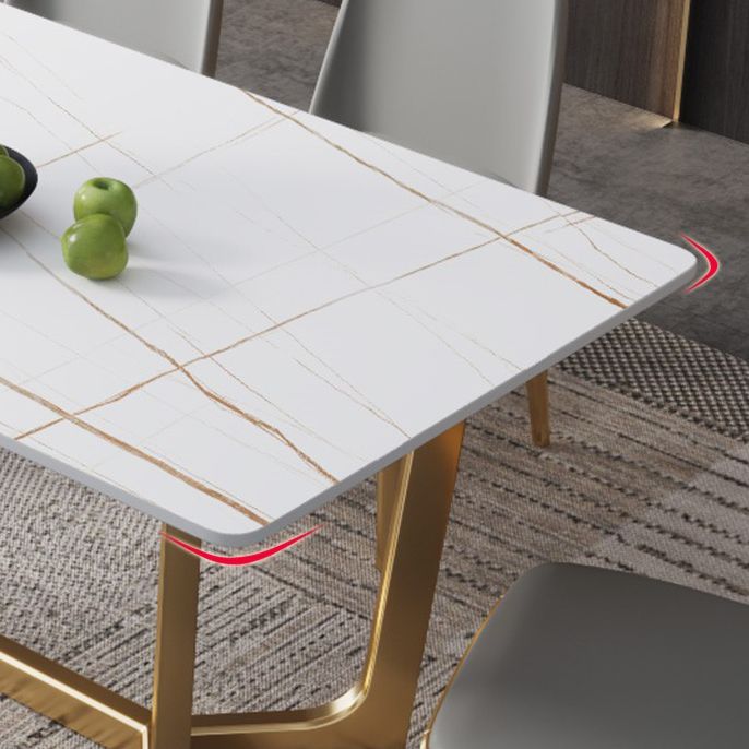 Sintered Stone Dining Table Industrial Dining Room Table with Trestle Base