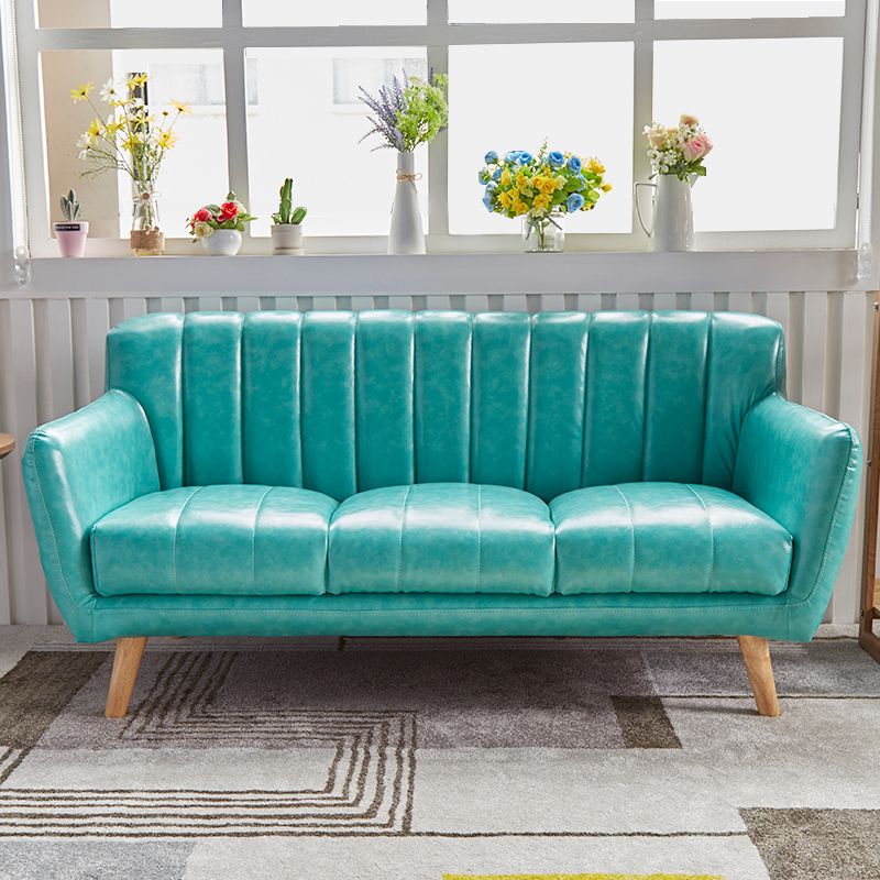 Moderne vlekbestendige lederen sofa vierkante arm bank met strakke rug