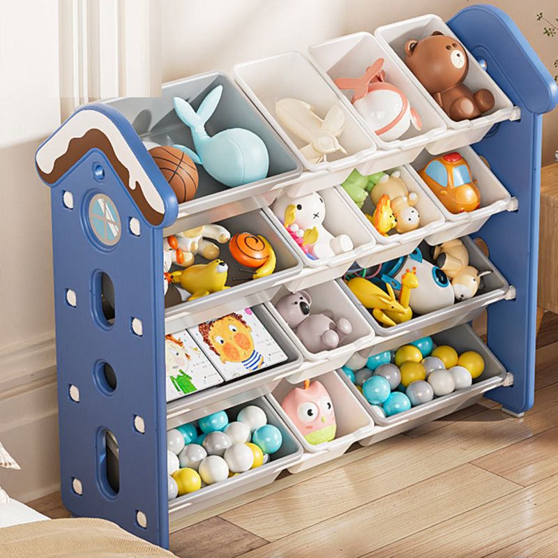 Contemporary Dollhouse Plastic Storage Bookcase Freestanding Closed Back Non-Skid