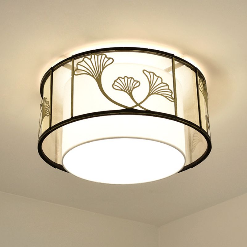 Lámpara de techo de montaje de tela tradicional de soporte de techo de montaje de color blanco