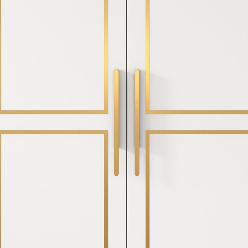 White Engineered Wood Wardrobe Armoire Modern Wardrobe Cabinet