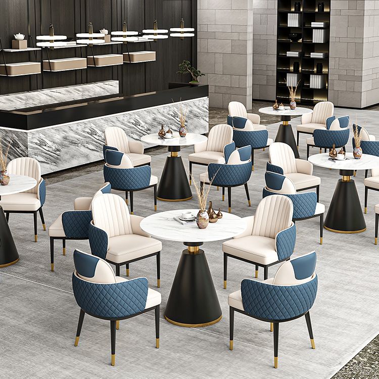 Metal Traditional Luxury Round Table Sintered Stone Top Indoor Table with Pedestal Base