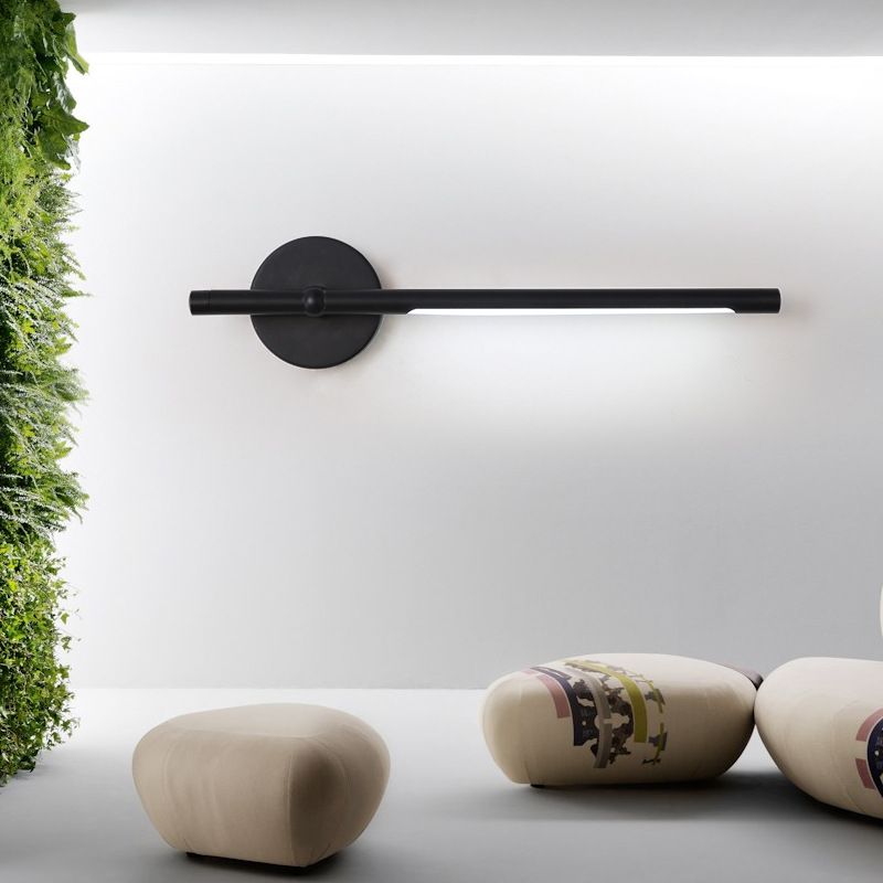 Modern LED -sconce licht met metalen en acrylschaduw Zwart/wit buisvormige wandmontage Licht in warm/wit licht