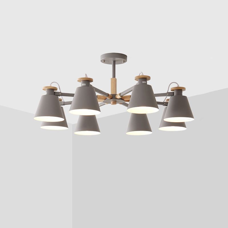Estilo moderno de 8 luces colgantes lámparas de metal cónicos lámparas de metal cónico