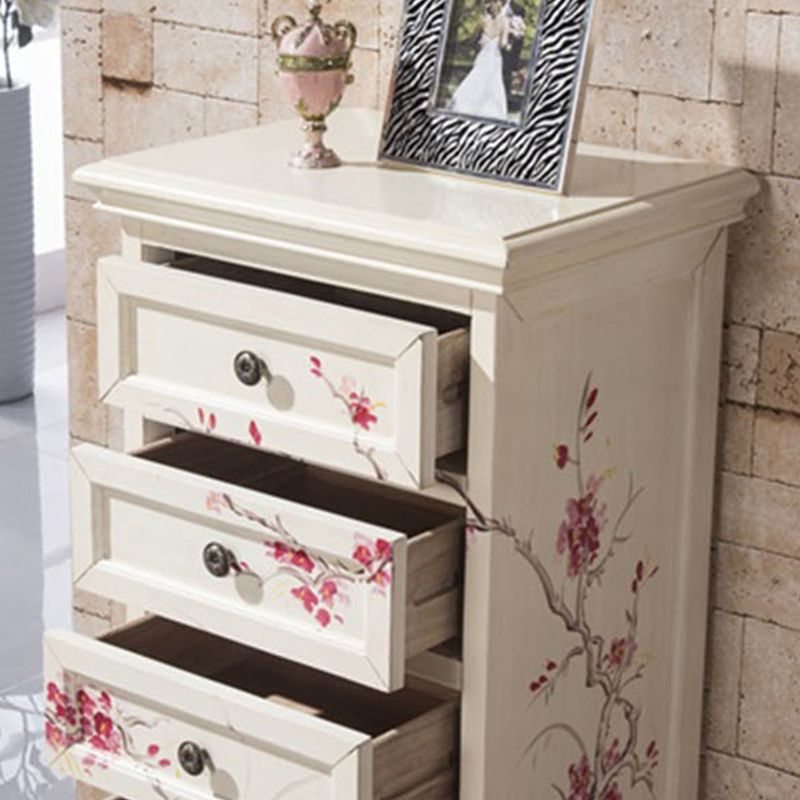 Traditional Vertical Bedroom Chest Solid Pine Storage Chest with Drawers