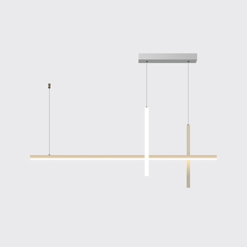 Modern Aluminium Island Lighting Fixtures Linear 3-Head Restaurant LED Suspension Lamp