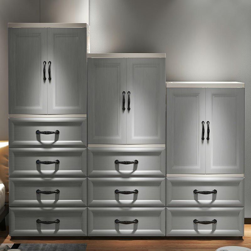 White Modern 2-door Wardrobe Armoire with Drawers Plastic Wardrobe