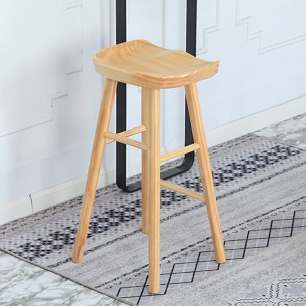 Contemporary Solid Wood Counter Stool Saddle Seat Bar Stool for Living Room