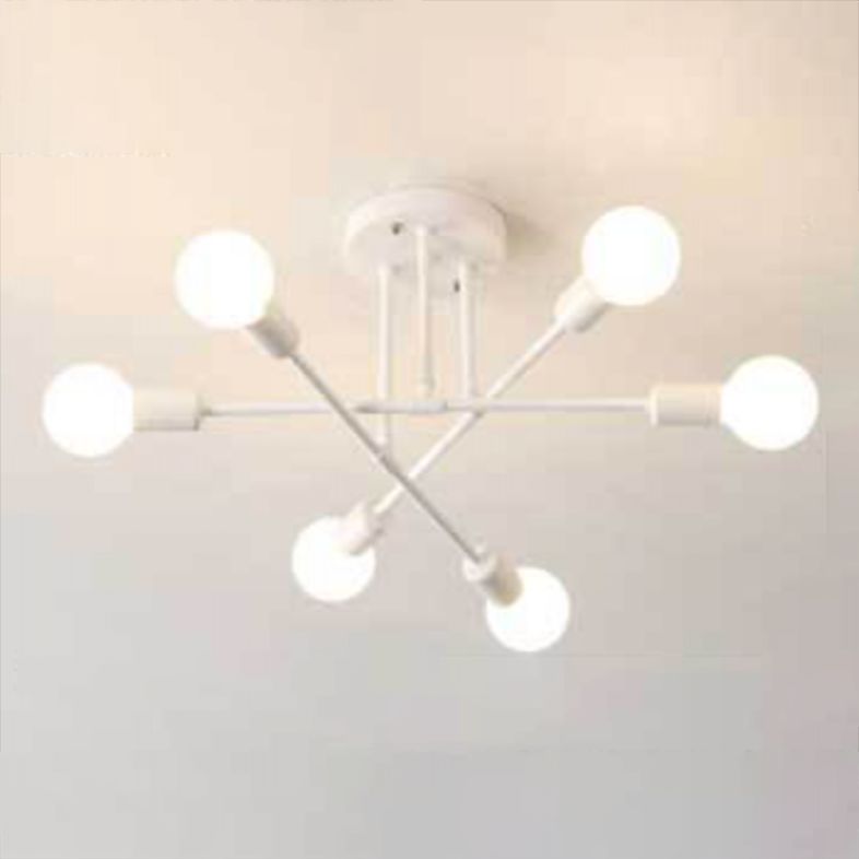 Metal Sputnik Shade Flush Ceiling Light Modern Style 6 Lights Flush Mount Fixture