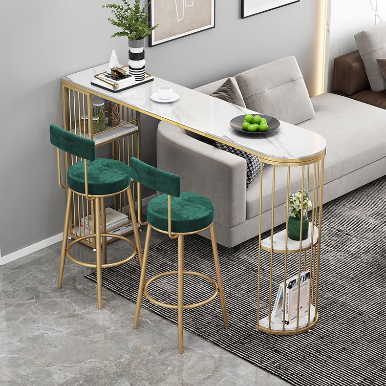 Modern Bar Dining Table Indoor Bar Height Table with Iron Base 42-Inch Top