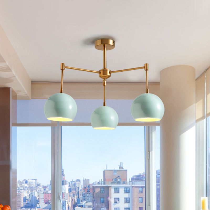 Dome Techo Costeo Luz Macron Metal 3/6/8 Luces Blue Chandelier Iluminación para dormitorio