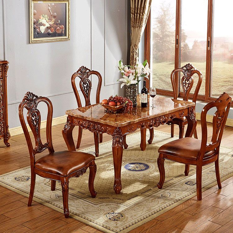 Style victorien de table fixe de table à manger de couleur en bois de forme de rectangle avec 4 jambes