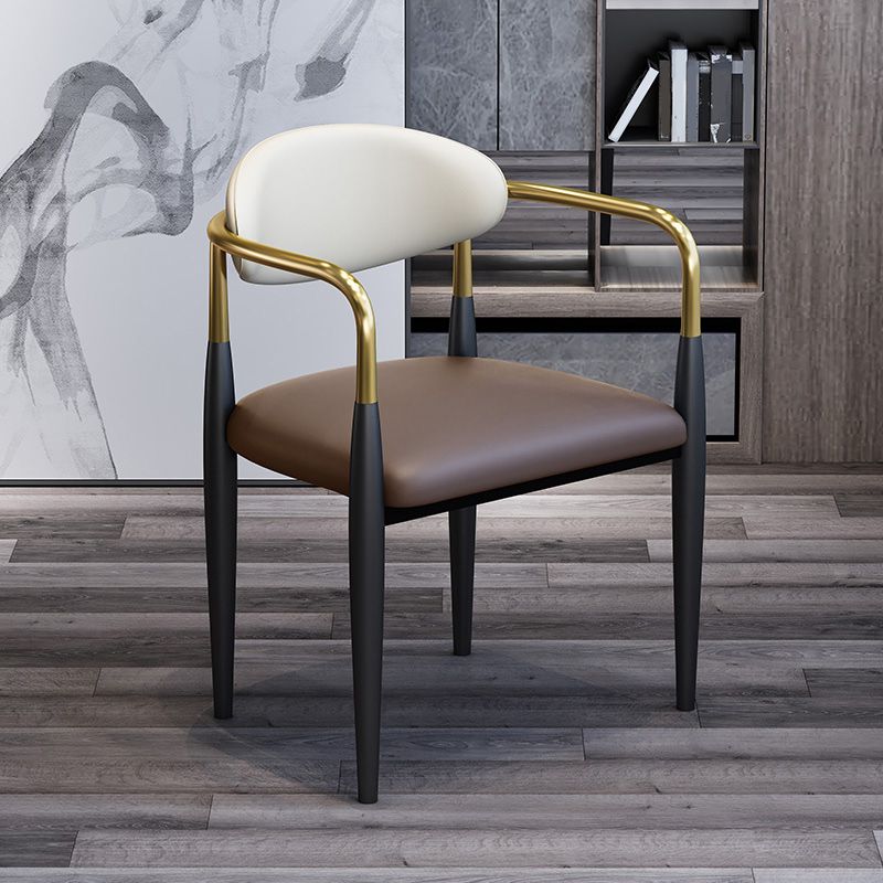 Modern Upholstered Dining Arm Chair Open Back Dining Side Chair