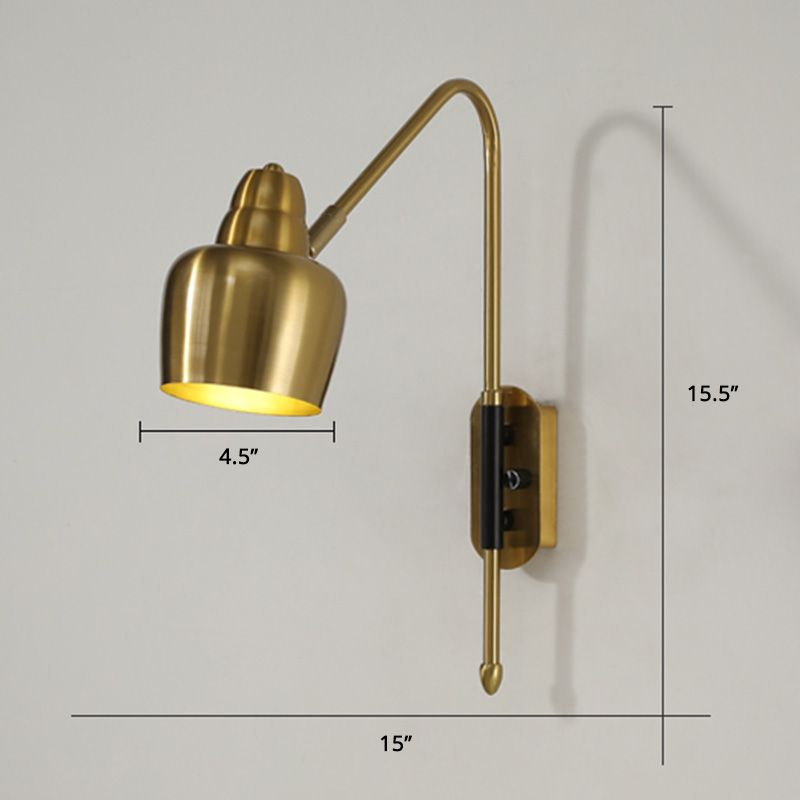 Swivel Shade Wall Mount Light Minimalist Metal 1 Bulb Bedside Reading Lamp with V-Shaped Arm