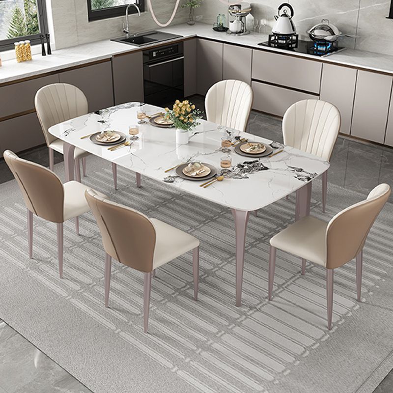 Modern Rectangular Table Sintered Stone Dining Table with 4 Legs for Home