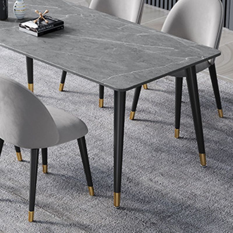 Stone Modern Rectangle Dining Table Matte Finish 4 Legs Table for Home