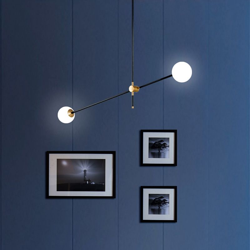 Lámpara de lámpara de suspensión industrial negro globo de vidrio múltiples luces colgantes de techo colgante