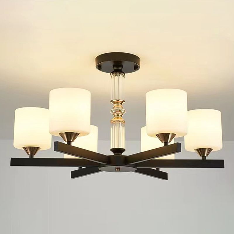 Metal Modern Flush Mount Cylinder Shape Ceiling Light with Glass Shade for Living Room