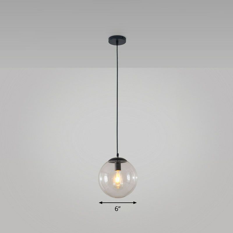 Sphere Restaurant Ceiling Suspension Lamp Glass Single-Bulb Simple Pendant Light in Black