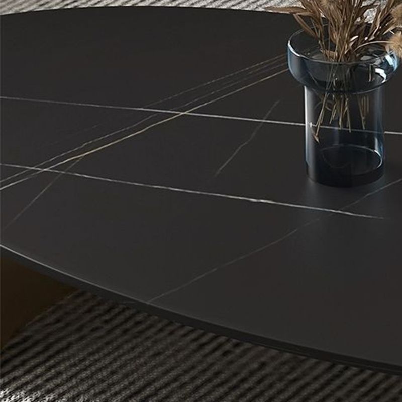 Glam 15.7" H Rectangle Slate Coffee Table Steel 2 Legs Cocktail Table