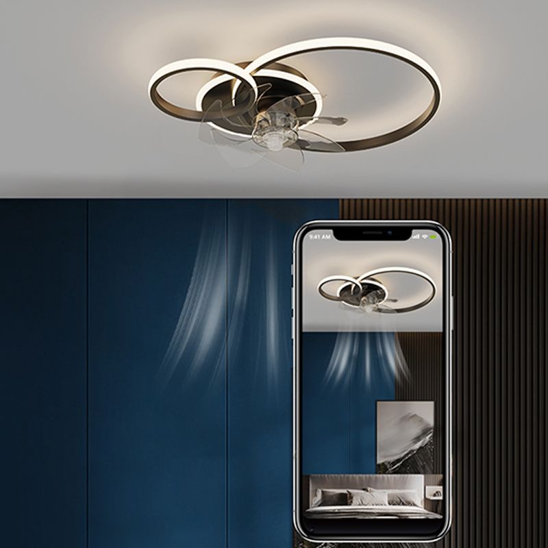 Contemporary Circular Ceiling Fan Light Metal LED Ceiling Fan for Living Room